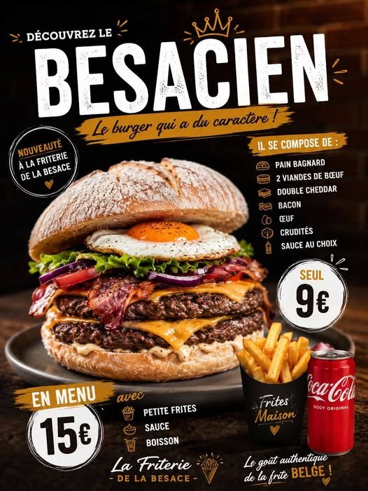 Le Besacien - burger signature de la Friterie La Besace